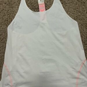 RoxyWhite Racerback Tank with Pink Accents